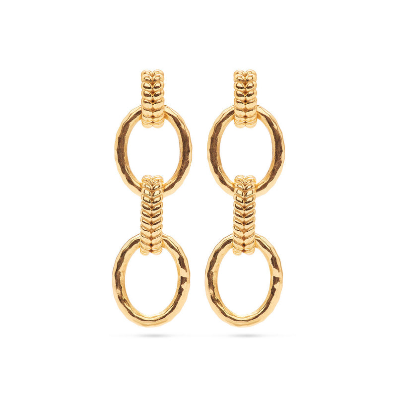 Inspired by its namesake, who knew how to make an entrance (she famously delivered herself to Caesar’s tent rolled in a carpet) this pair of earrings are double the drama and double the impact, while striking the perfect balance of subtle beauty and timeless elegance. Designed for the modern woman with a braided motif in hammered gold reminiscent of Egypt’s beautiful wheat fields, these regal earrings will ensure you’re radiant for everything from garden parties to black tie events.