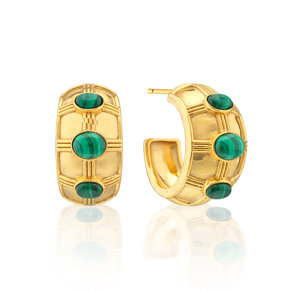 Cleopatra Bold Hoop Earrings - Malachite