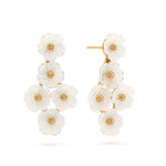 A cascade of elegant mother of pearl flowers, accented with golden berry centers in a chandelier shape, makes a subtle statement for everything from brunch with your squad to a romantic getaway with your beloved. Fresh, playful, and polished, wear this pair to finish any ensemble and be reminded that the world is your oyster!