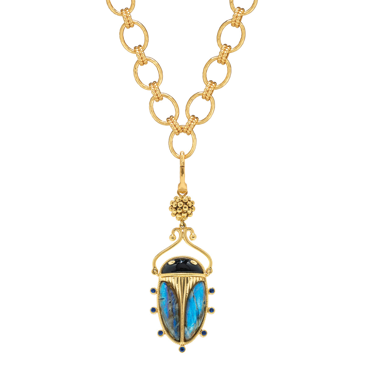 Scarab Pendant - Blue Labradorite-Black Agate – Capucine De Wulf