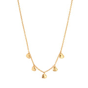 A sprinkling of hearts falls delicately at the collarbone, wrought in bright hammered gold and trimmed with our signature twisting thread, for an effect that’s feminine, elegant, and elevated. Wear this versatile necklace with practically everything—from t-shirt and jeans to business casual to date night—and be reminded of the power of love.