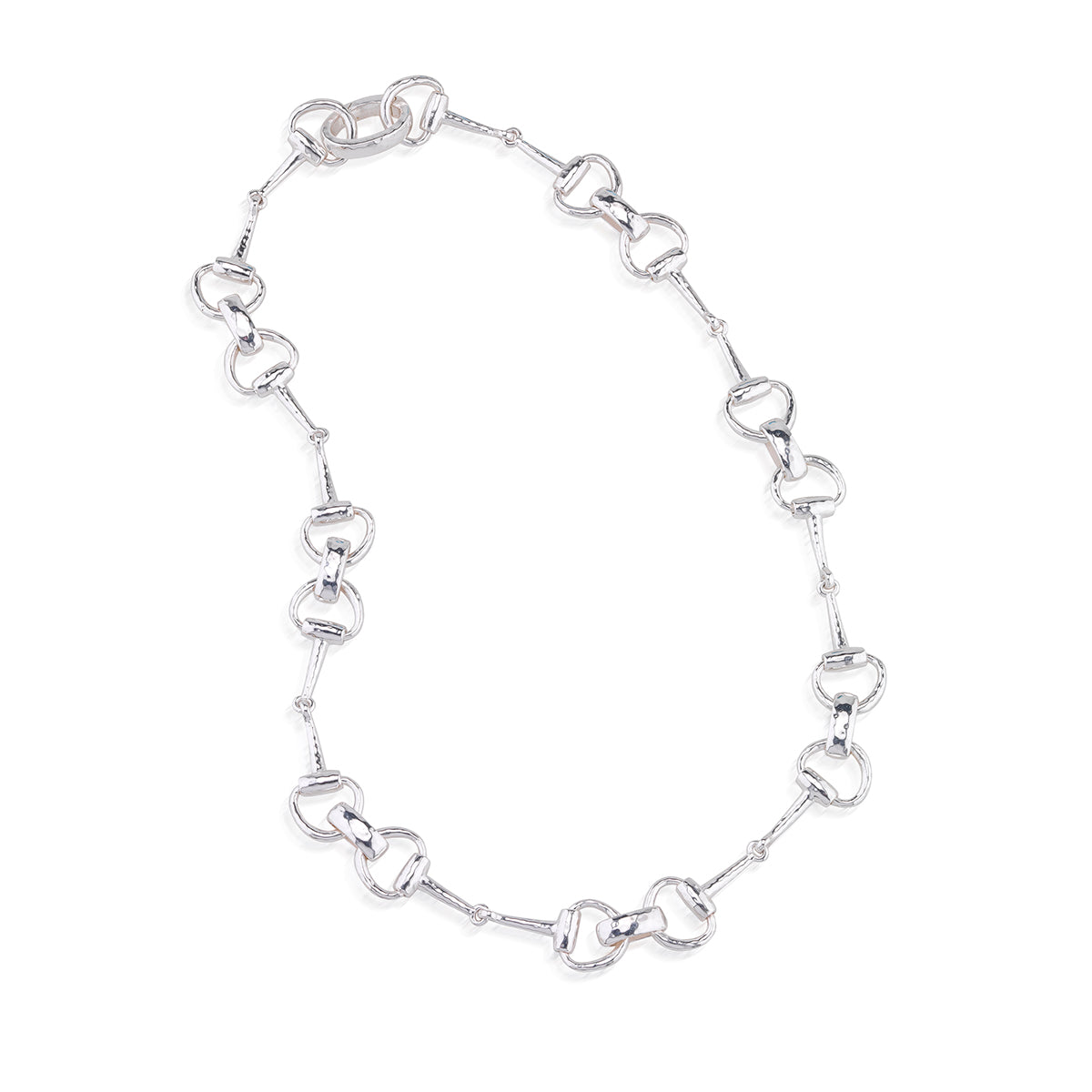 Equestrian Snaffle Bit Chain Necklace, 20" - Silver detail