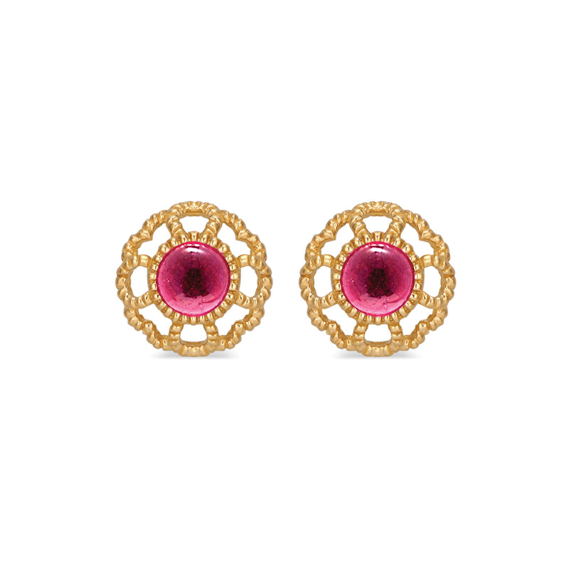 Ruby Cabochon Drop Earrings in 18K Gold - William White