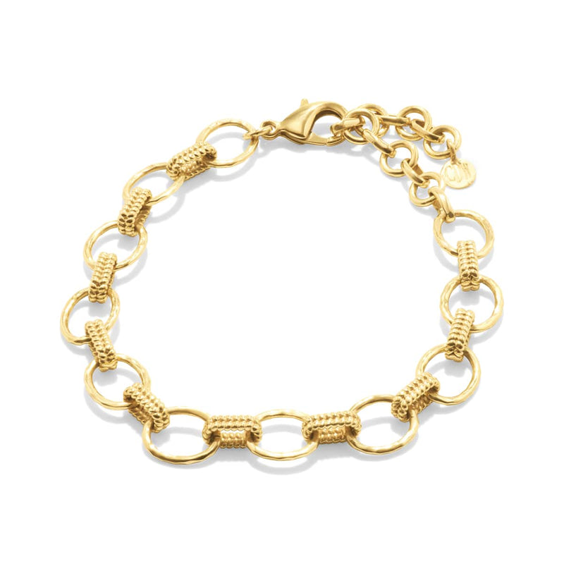 A statement piece fit for the OG (Original Goddess) of unapologetic feminine power, our Cleopatra Grande Link bracelet features an elegant braided motif and oversized links wrought in radiant hammered gold. 