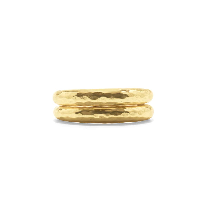 Renowned for her intelligence, influence and beauty - our icon for the ages had it all. And if she taught us anything, it is that more is more, and a striking set of stacking rings in hammered gold is just the thing for queening over every one of life’s many peaks, valleys, and adventures in between. 