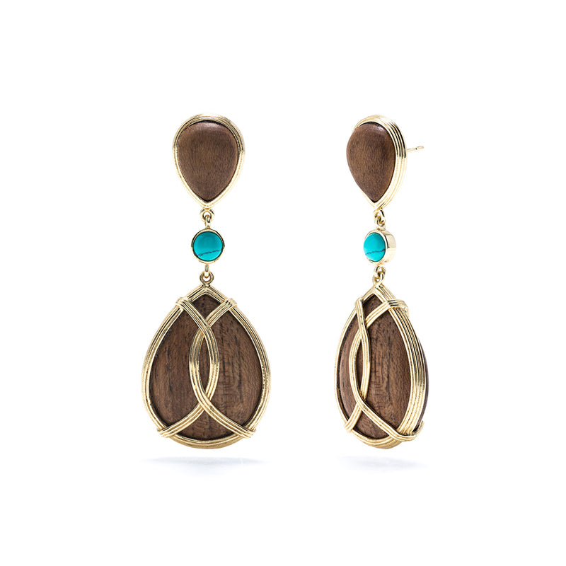 A tear drop with a little turquoise bead in the center, these earrings are substantial and supremely elegant. Trust your instincts and follow your own true north, your inner light. Let your conscience chart your course and you will always choose wisely.
