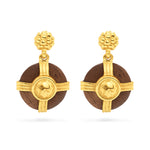 The Greek goddess personifying Earth, Gaia is strong, protective and nurturing. These hand-carved teak wood earrings accented with gleaming gold are a natural neutral that transitions beautifully from casual to formal and day to night.